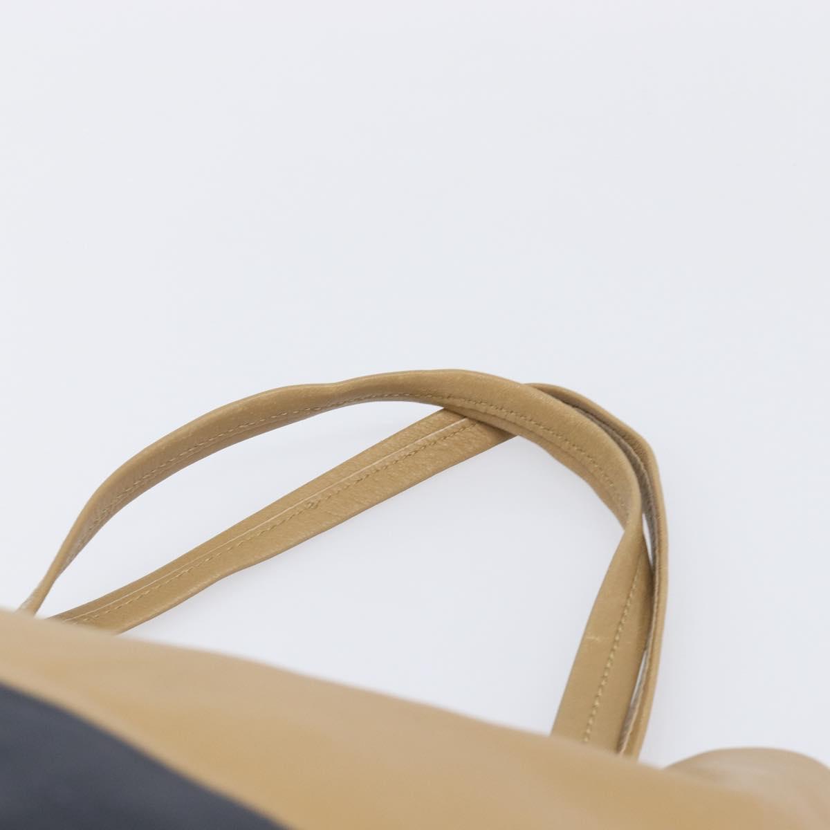 CELINE Horizontal Cabas Tote Bag Leather Beige Gold Auth 205254
