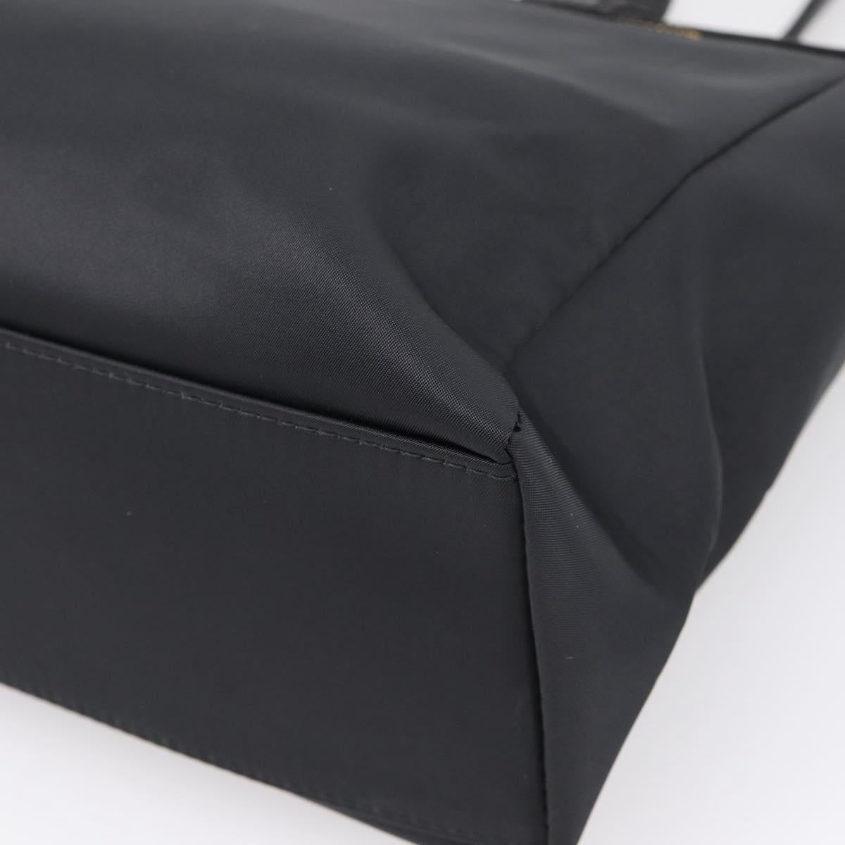 VERSACE Shoulder Bag Nylon Leather Black Gold Auth 205264