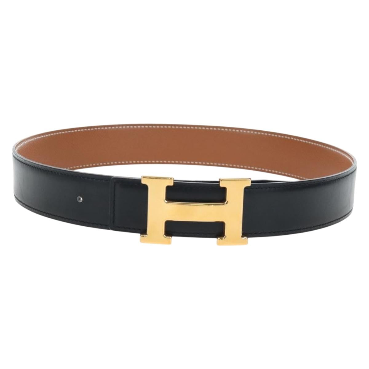 HERMES Constance H belt Belt Leather 65 Black Auth 205267M