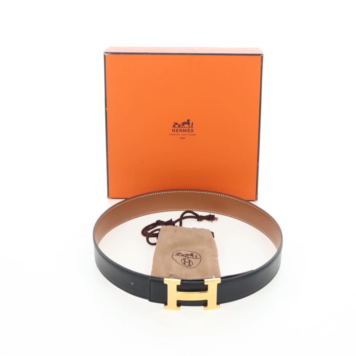 HERMES Constance H belt Belt Leather 65 Black Auth 205267M