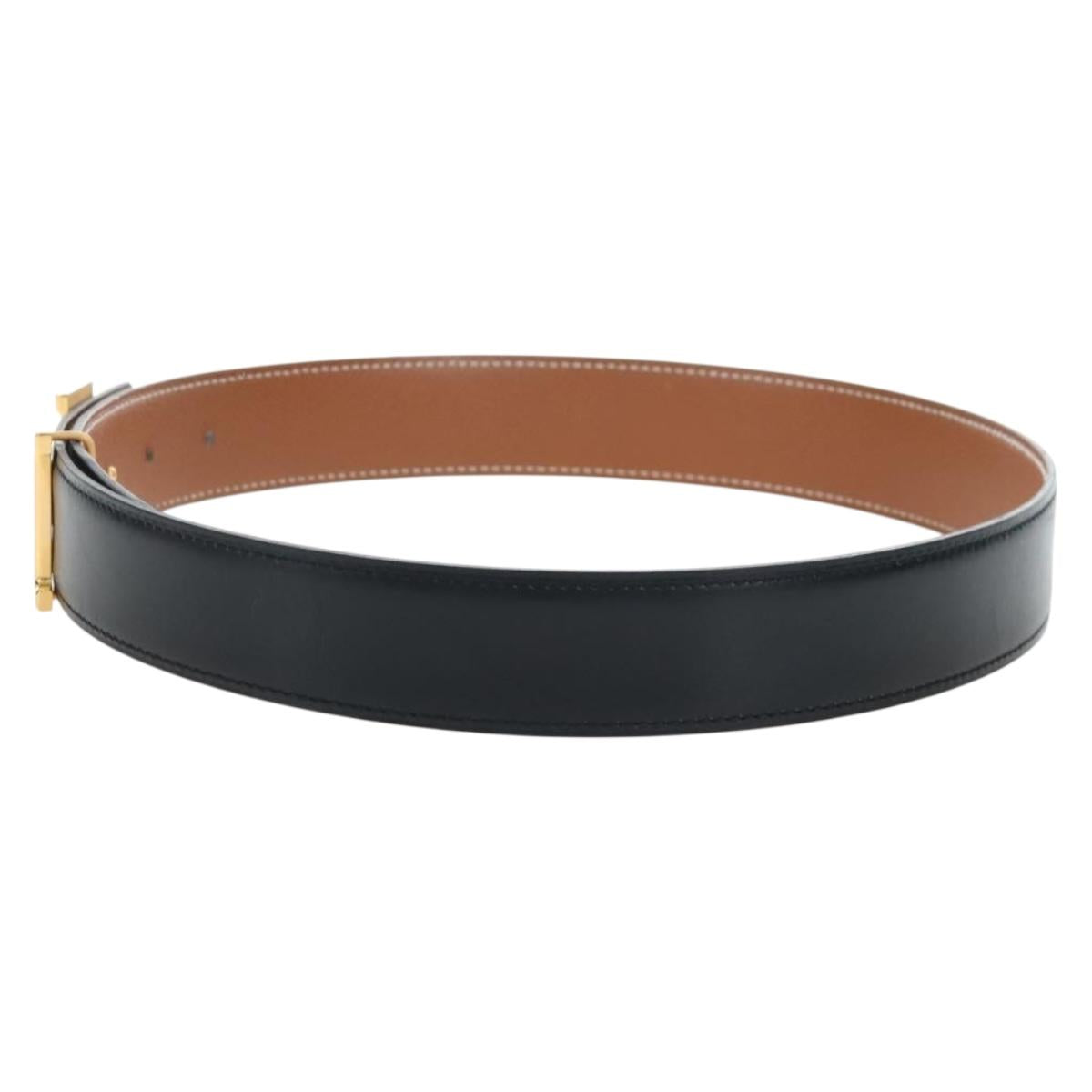 HERMES Constance H belt Belt Leather 65 Black Auth 205267M