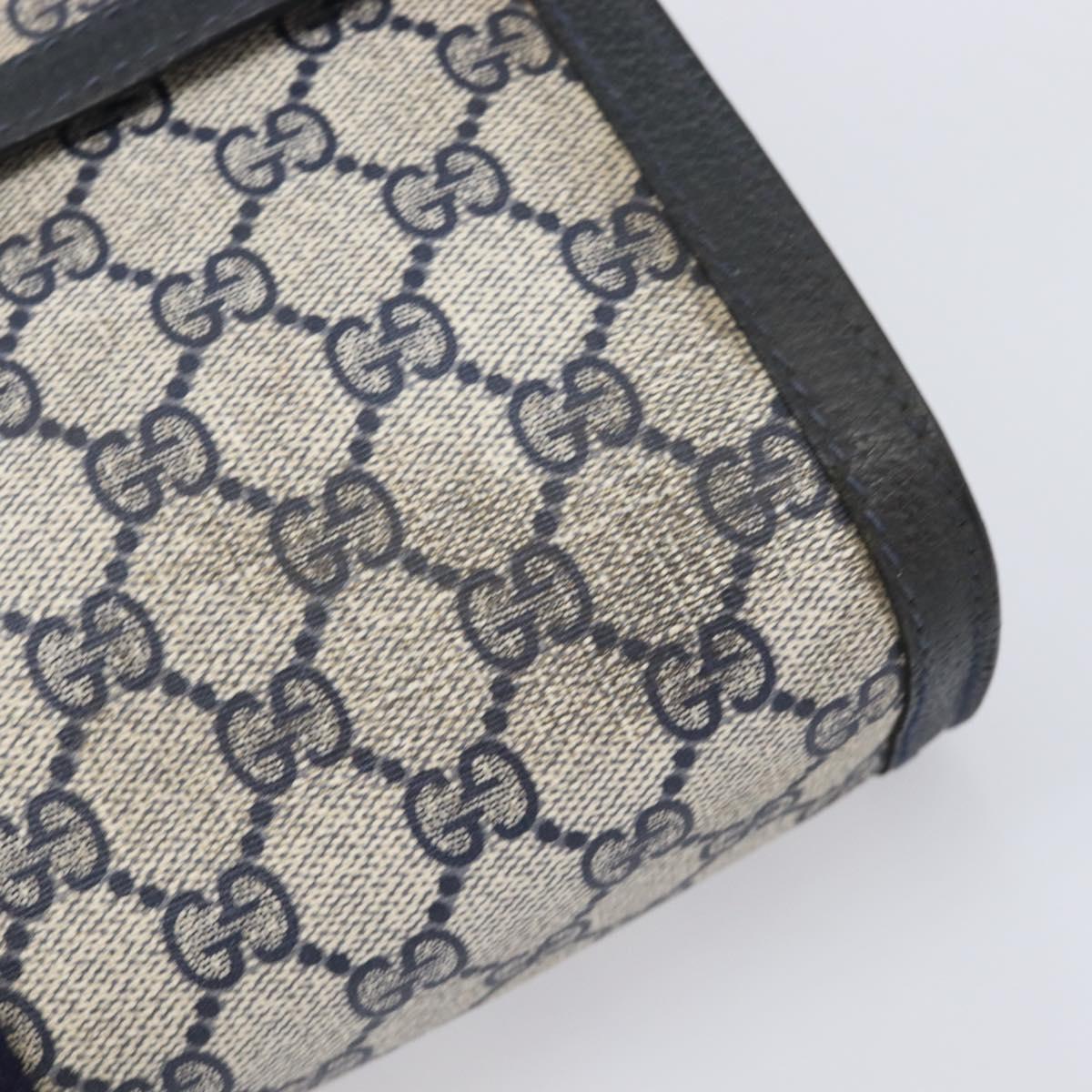 GUCCI GG Supreme Sherry Line Bag PVC Leather Navy Gold 89 01 007 Auth 205280