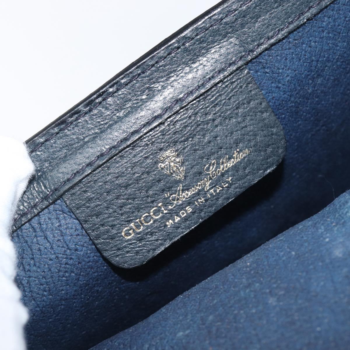 GUCCI GG Supreme Sherry Line Bag PVC Leather Navy Gold 89 01 007 Auth 205280