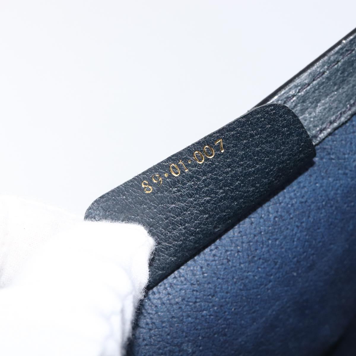 GUCCI GG Supreme Sherry Line Bag PVC Leather Navy Gold 89 01 007 Auth 205280