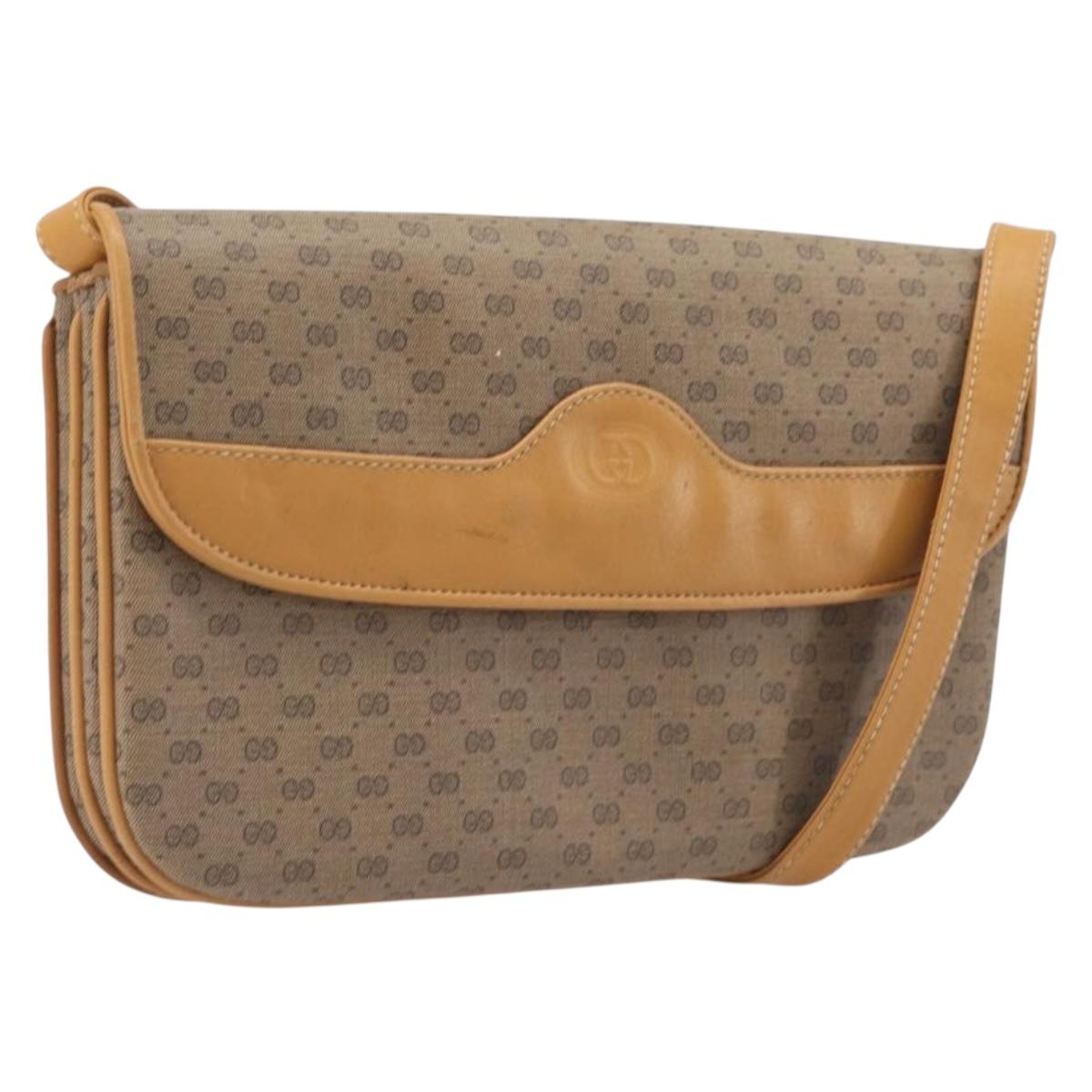 GUCCI Micro GG Supreme Shoulder Bag PVC Beige Gold 004 106 0024 Auth 205286