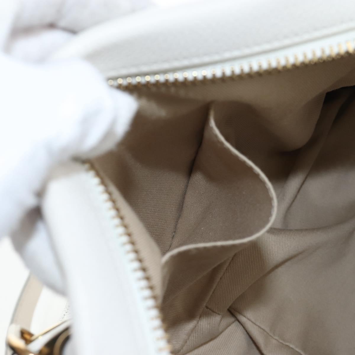 Chloe Paraty Hand Bag Leather 2way White Gold Auth 205290V