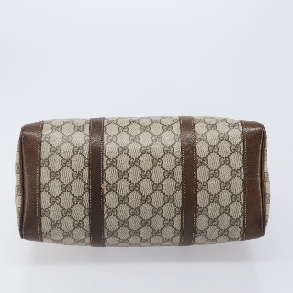 GUCCI GG Supreme Hand Bag PVC Beige Gold Auth 205291A