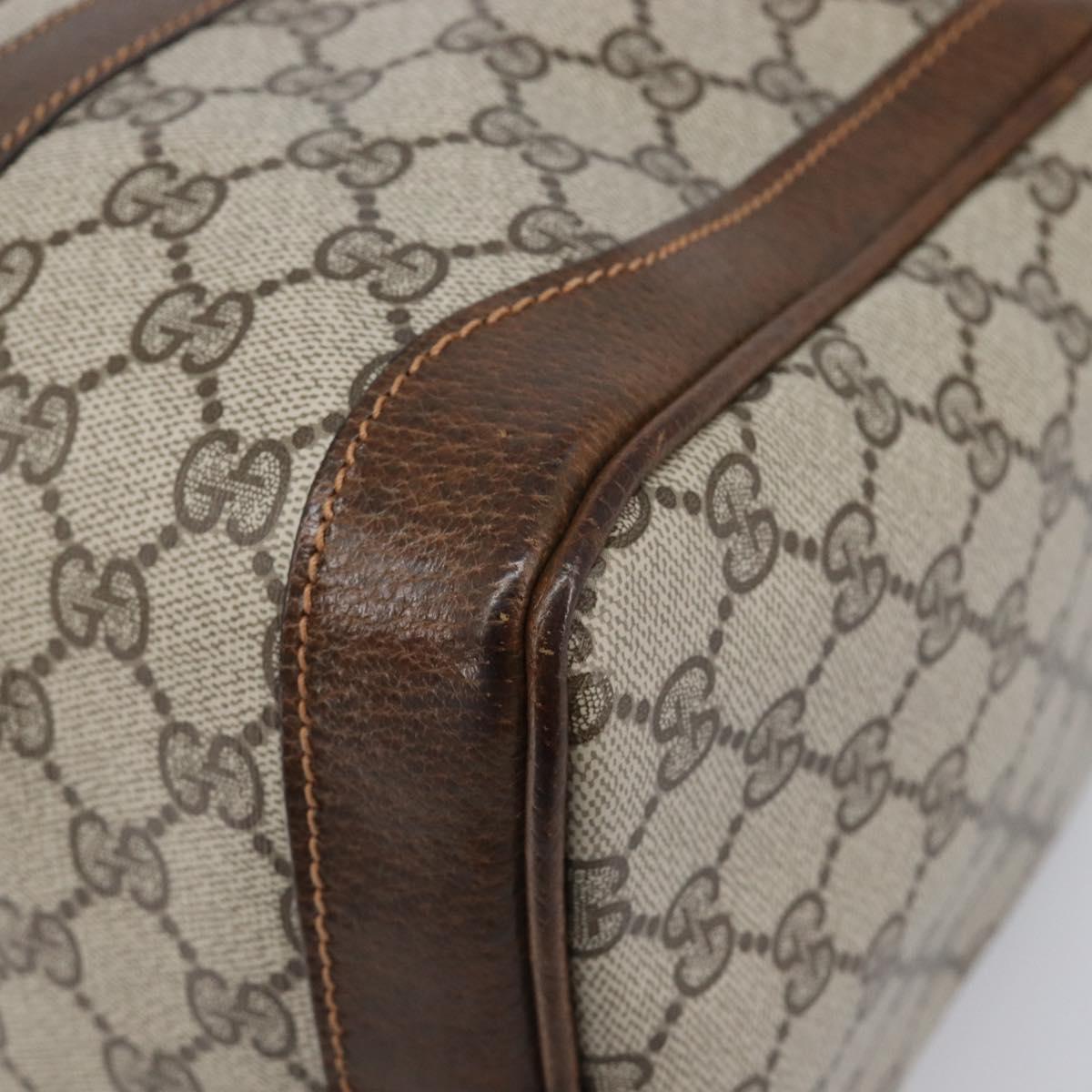 GUCCI GG Supreme Hand Bag PVC Beige Gold Auth 205291A