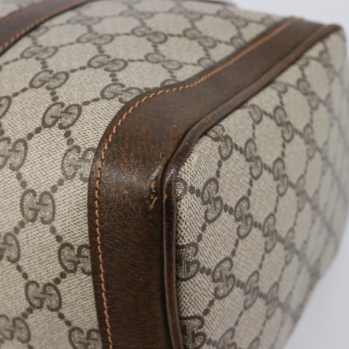 GUCCI GG Supreme Hand Bag PVC Beige Gold Auth 205291A