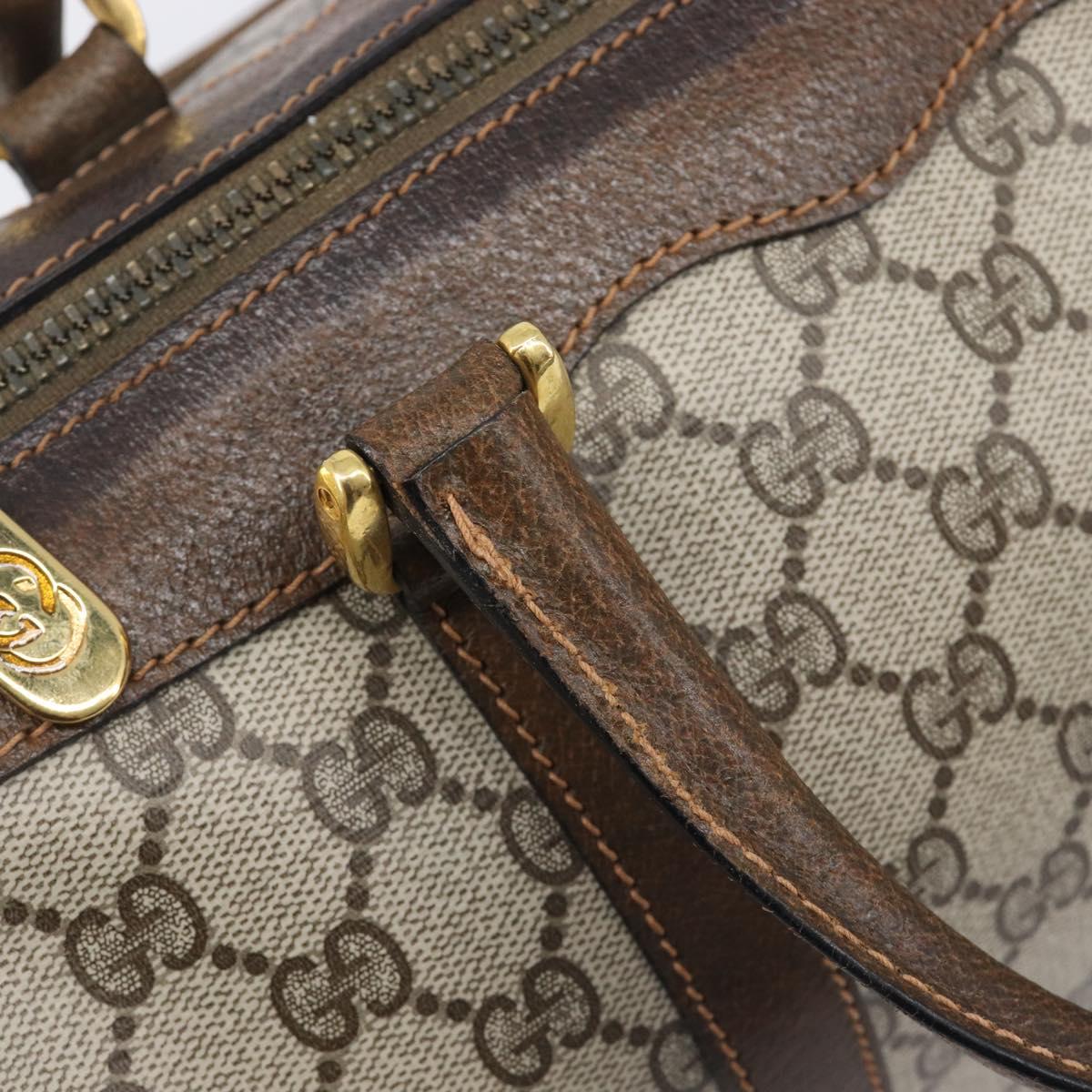 GUCCI GG Supreme Hand Bag PVC Beige Gold Auth 205291A