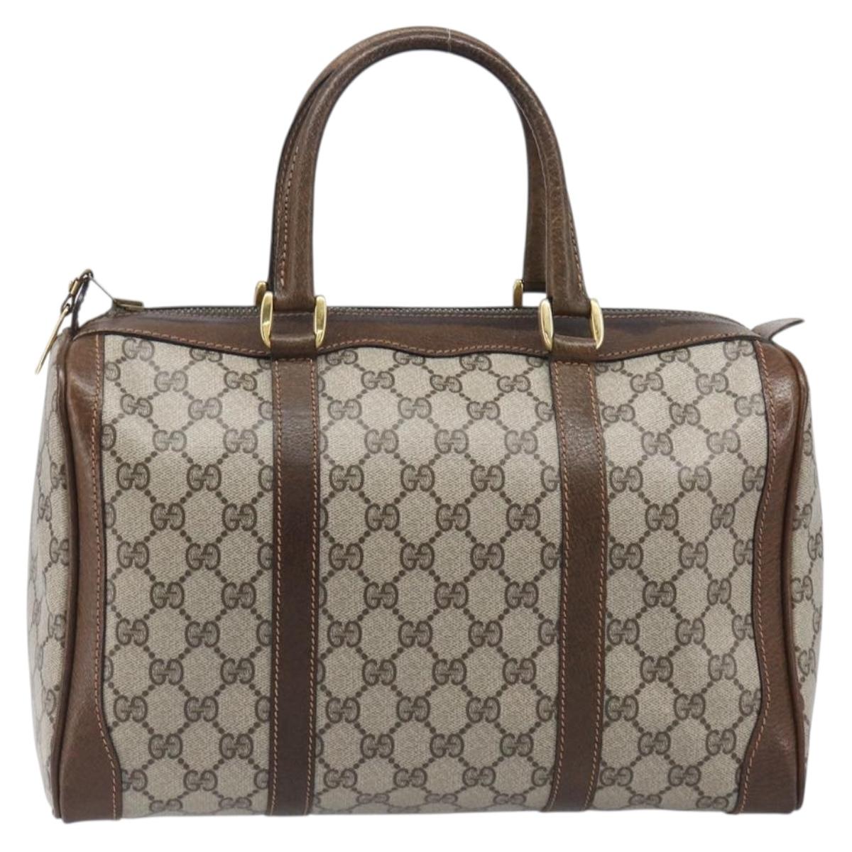 GUCCI GG Supreme Hand Bag PVC Beige Gold Auth 205291A