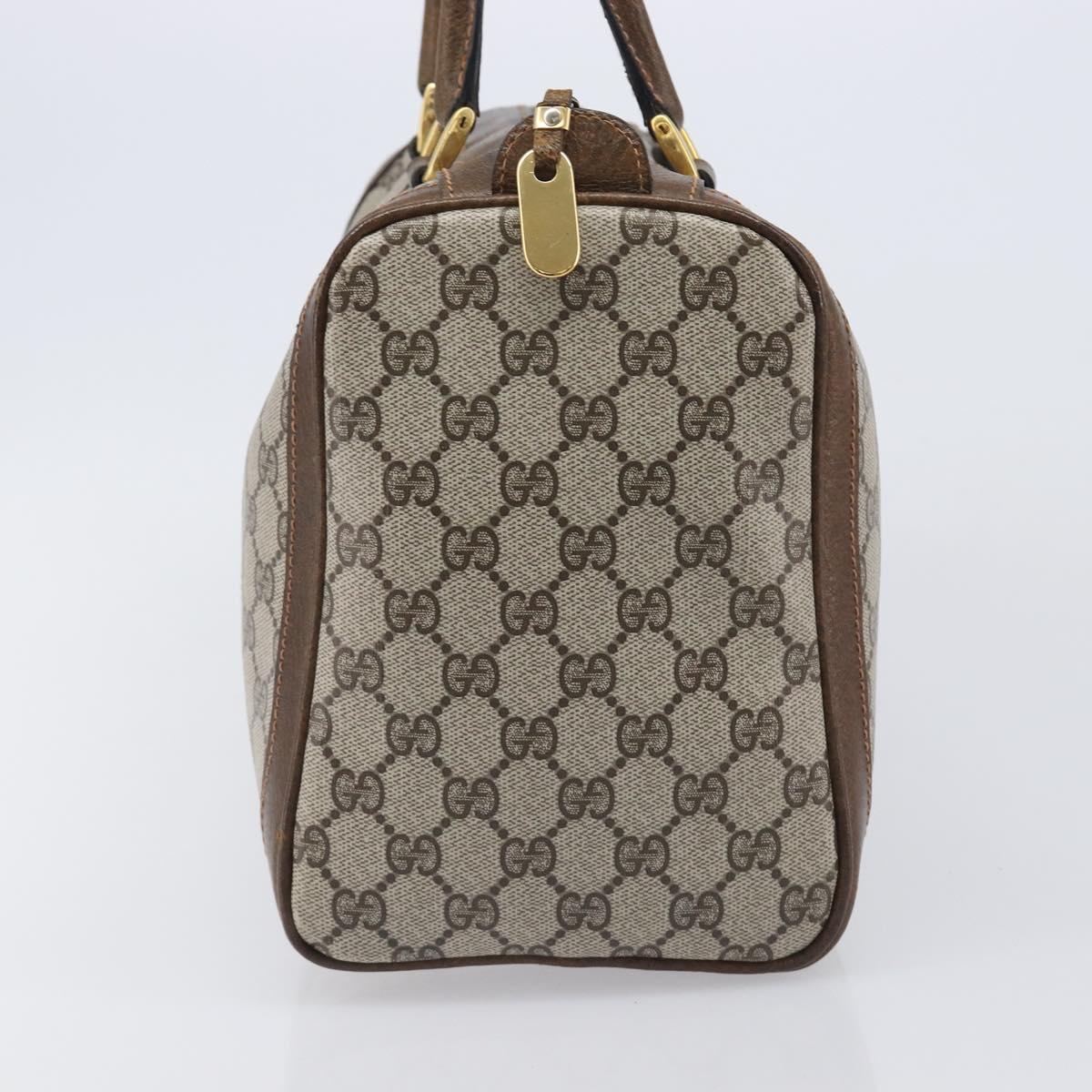 GUCCI GG Supreme Hand Bag PVC Beige Gold Auth 205291A