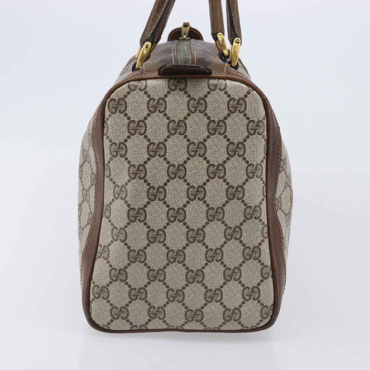 GUCCI GG Supreme Hand Bag PVC Beige Gold Auth 205291A