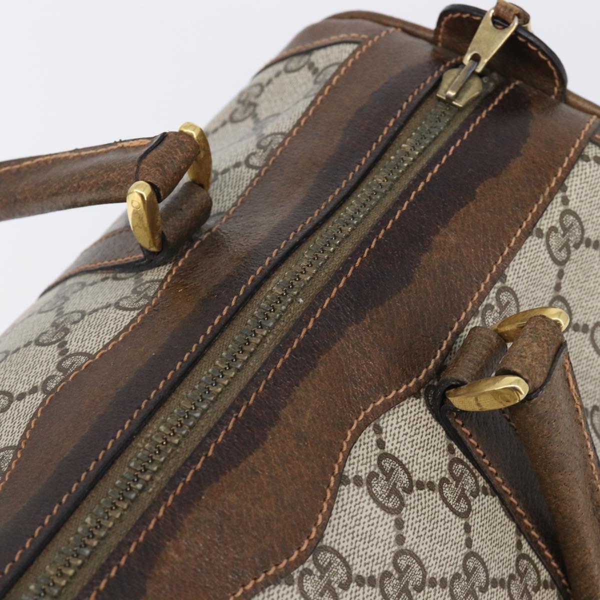 GUCCI GG Supreme Hand Bag PVC Beige Gold Auth 205291A