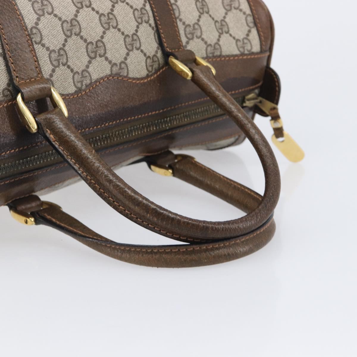 GUCCI GG Supreme Hand Bag PVC Beige Gold Auth 205291A
