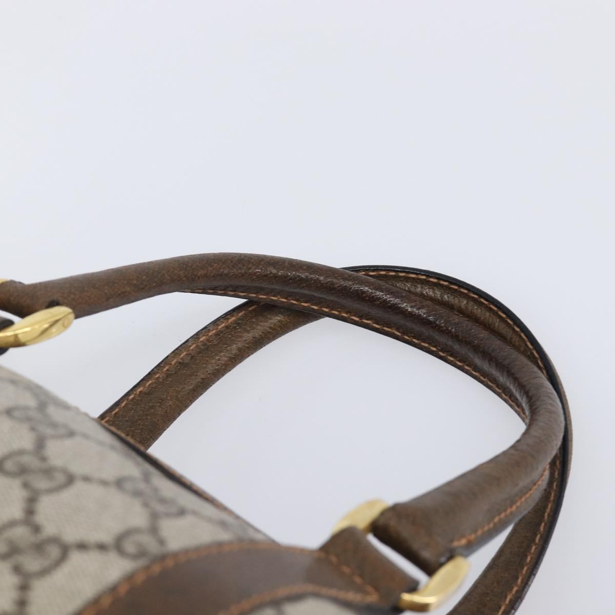 GUCCI GG Supreme Hand Bag PVC Beige Gold Auth 205291A