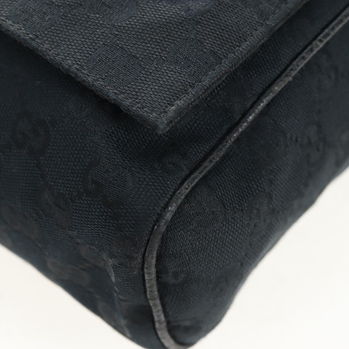 GUCCI GG Canvas Shoulder Bag Black Silver 146236 Auth 205299V