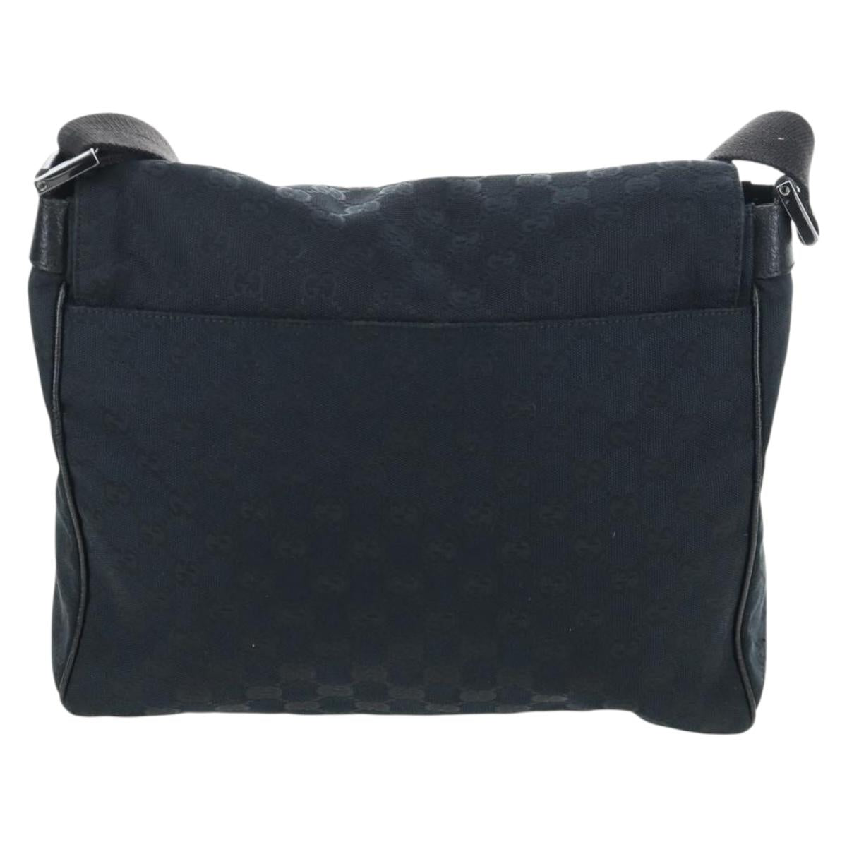 GUCCI GG Canvas Shoulder Bag Black Silver 146236 Auth 205299V