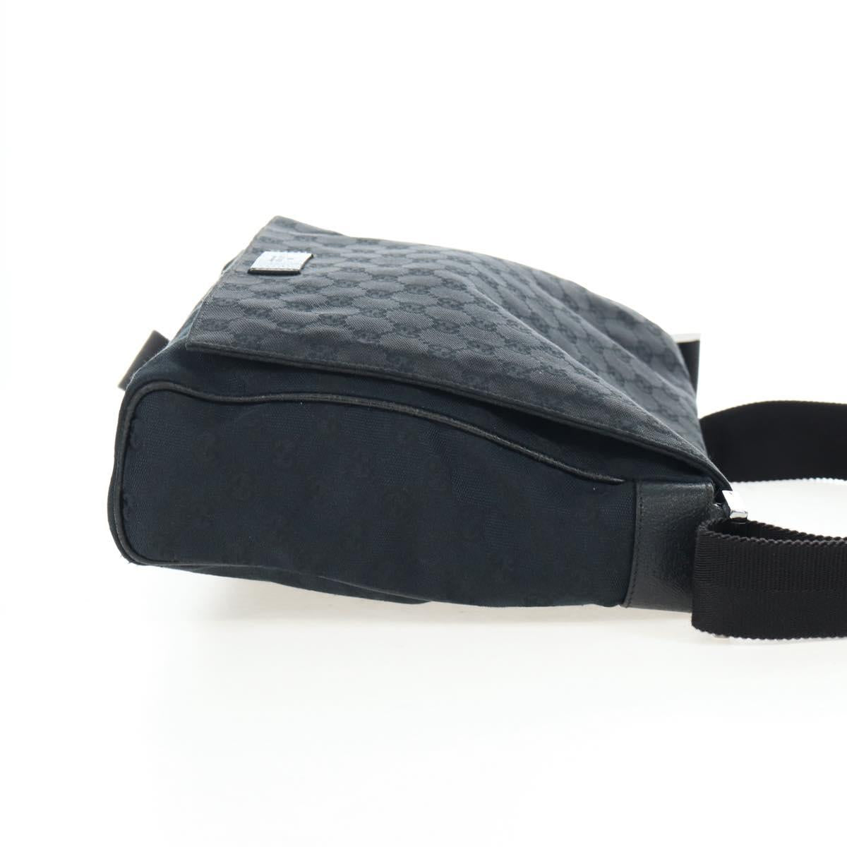 GUCCI GG Canvas Shoulder Bag Black Silver 146236 Auth 205299V