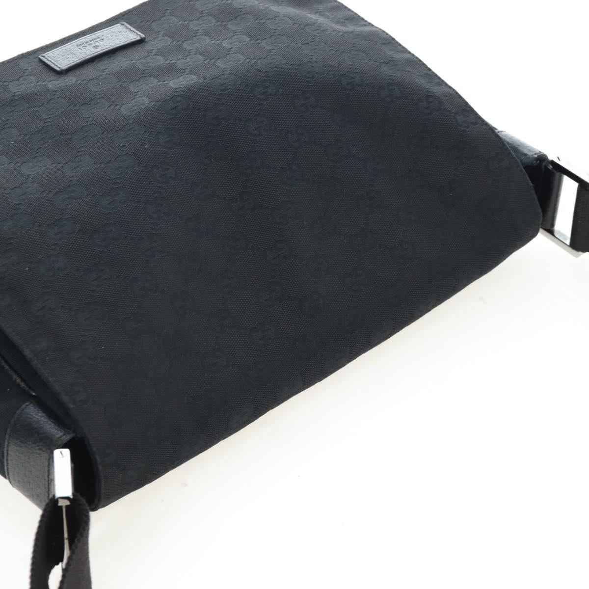 GUCCI GG Canvas Shoulder Bag Black Silver 146236 Auth 205299V