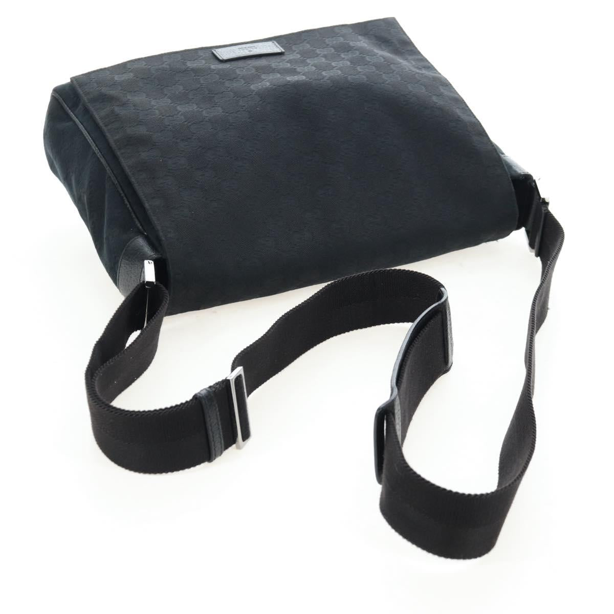 GUCCI GG Canvas Shoulder Bag Black Silver 146236 Auth 205299V