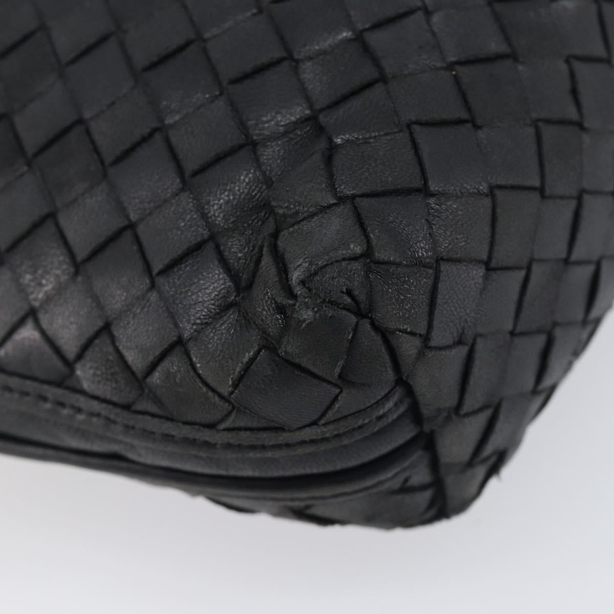 Bottega Veneta INTRECCIATO Shoulder Bag Leather Black Gold Auth 205303