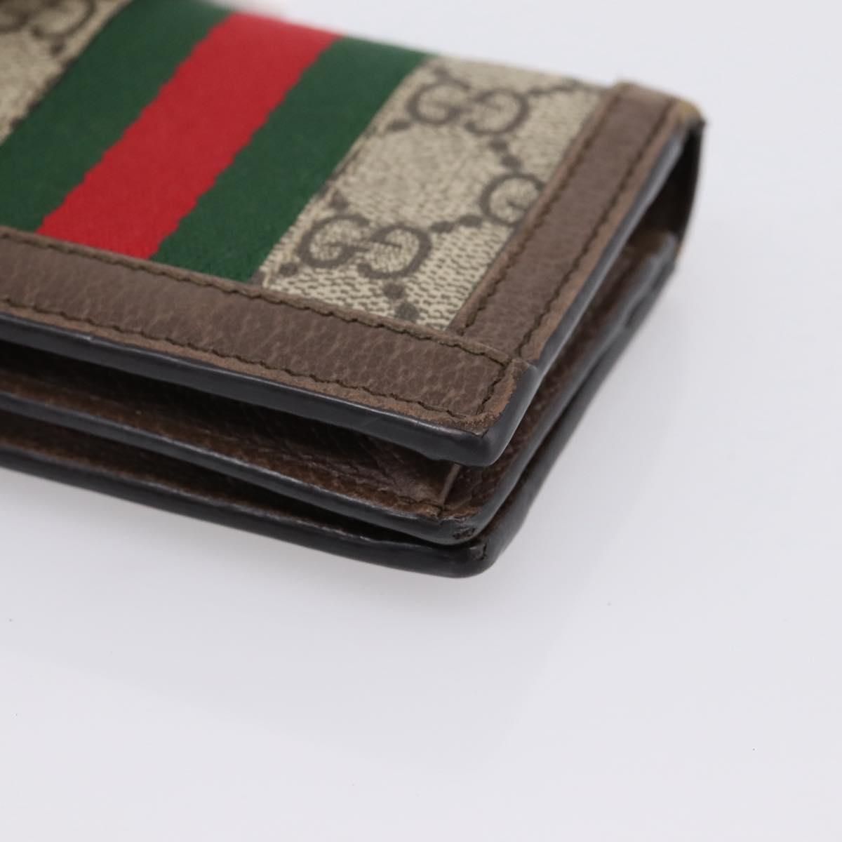 GUCCI GG Supreme Web Sherry Line Ophdia GG Wallet PVC Beige 523155 Auth 205313A