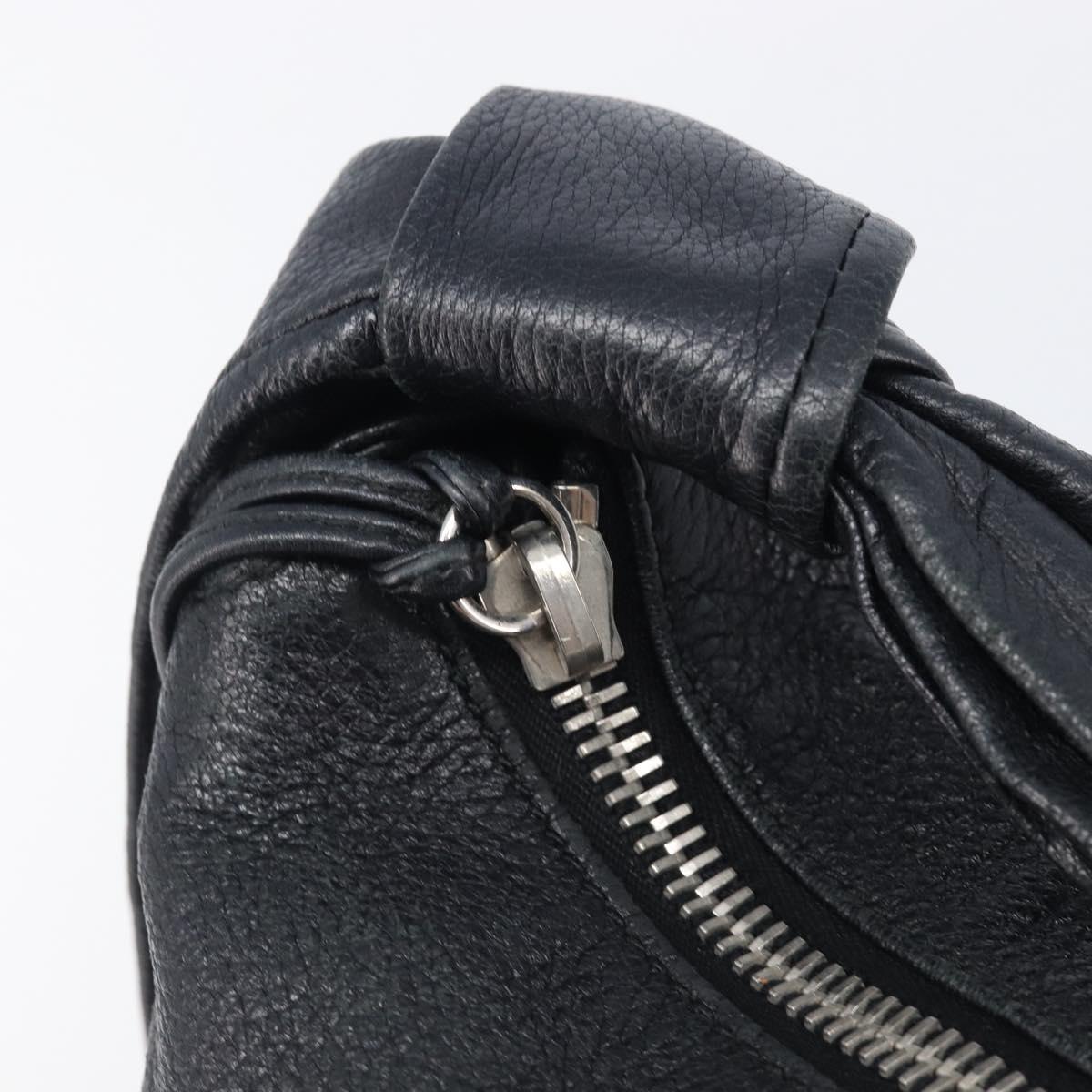 GUCCI Bamboo Shoulder Bag Leather Black Silver 232930 Auth 205316A