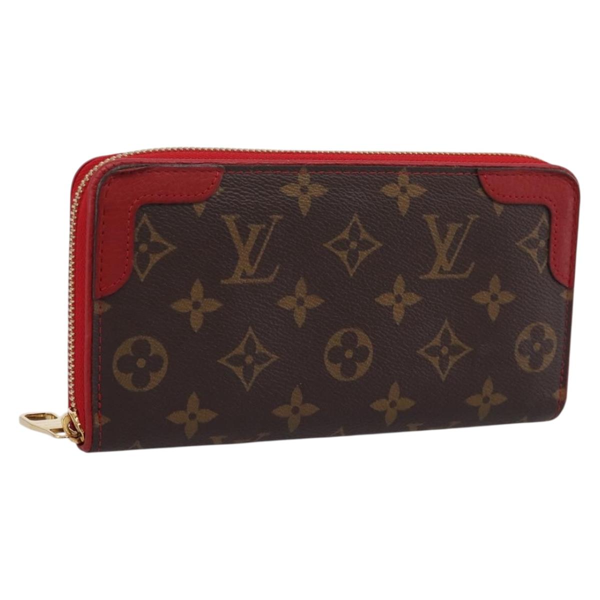LOUIS VUITTON Monogram Sleys Zippy Wallet Long Wallet Red M61854 LV Auth 205323V