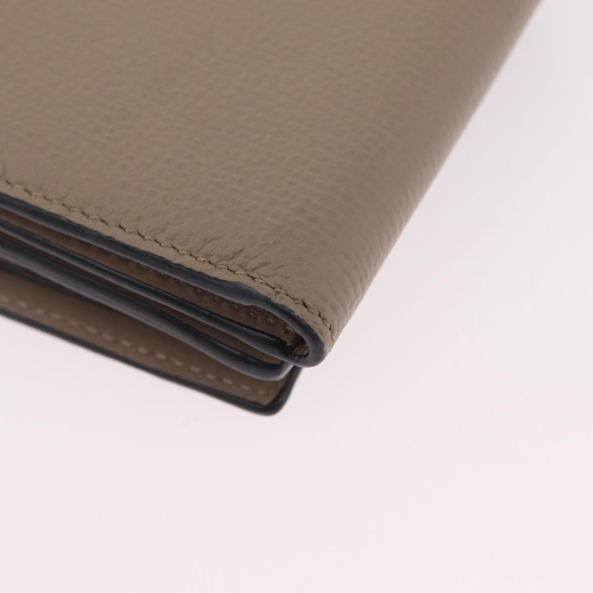 LOEWE Anagram Trifold Wallet Leather Beige Silver Auth 205328M
