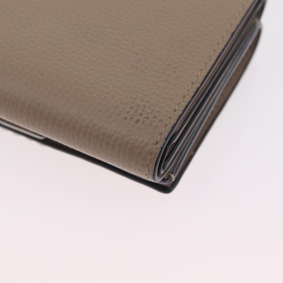 LOEWE Anagram Trifold Wallet Leather Beige Silver Auth 205328M