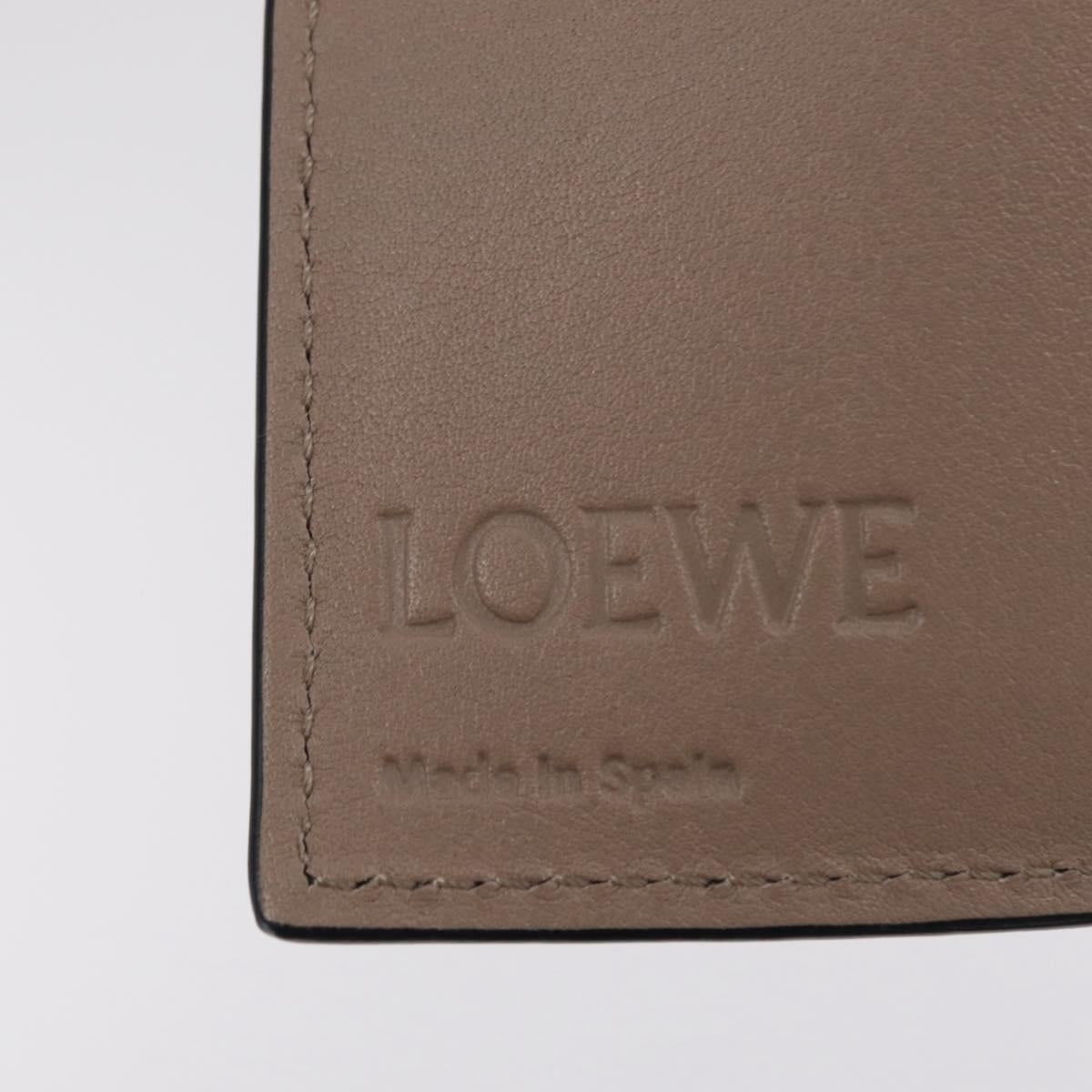 LOEWE Anagram Trifold Wallet Leather Beige Silver Auth 205328M
