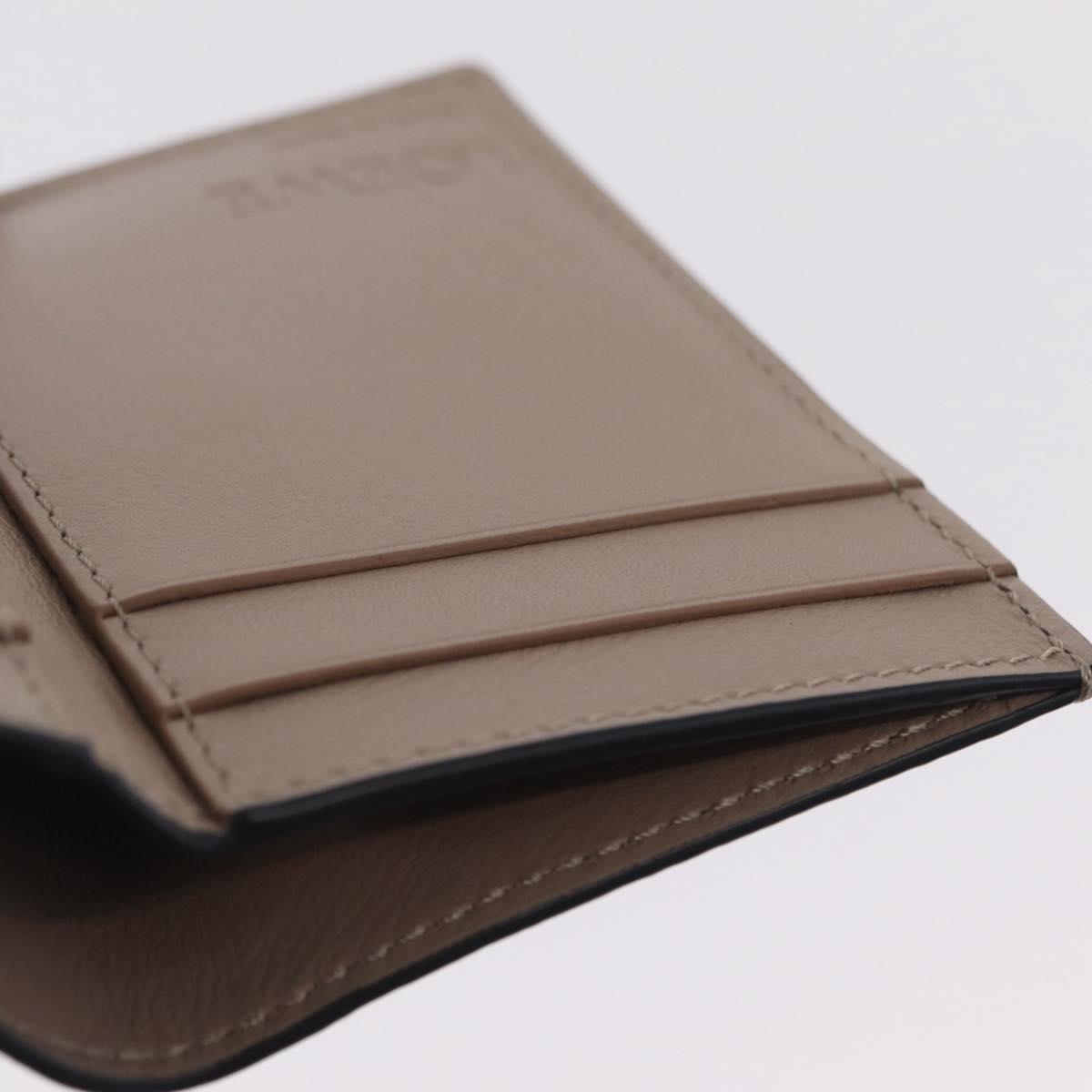 LOEWE Anagram Trifold Wallet Leather Beige Silver Auth 205328M