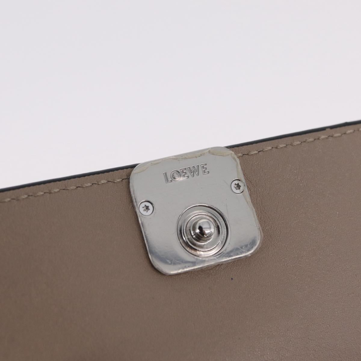 LOEWE Anagram Trifold Wallet Leather Beige Silver Auth 205328M