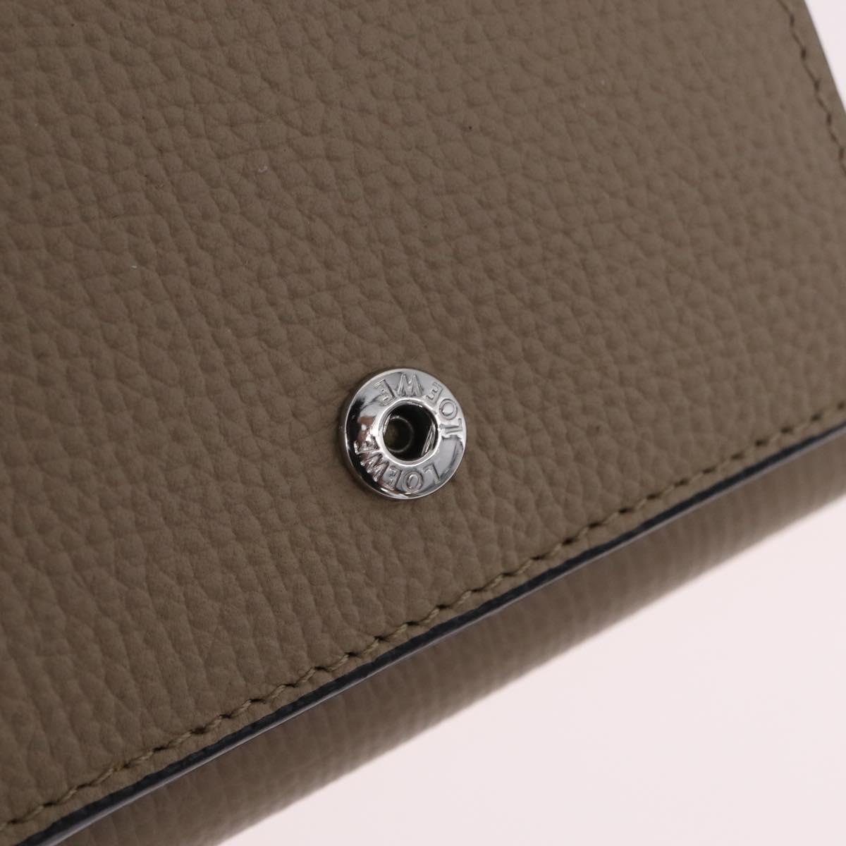 LOEWE Anagram Trifold Wallet Leather Beige Silver Auth 205328M