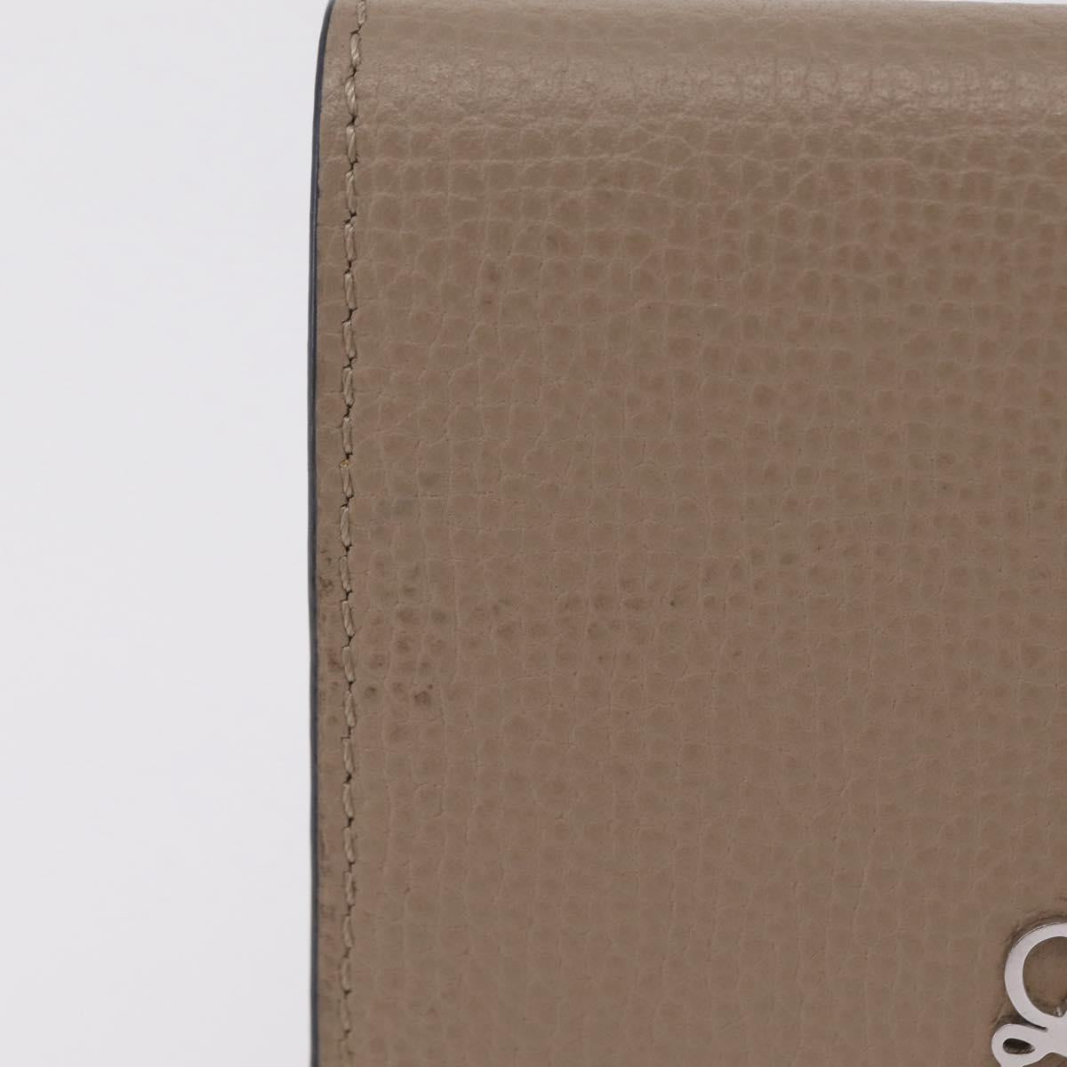LOEWE Anagram Trifold Wallet Leather Beige Silver Auth 205328M