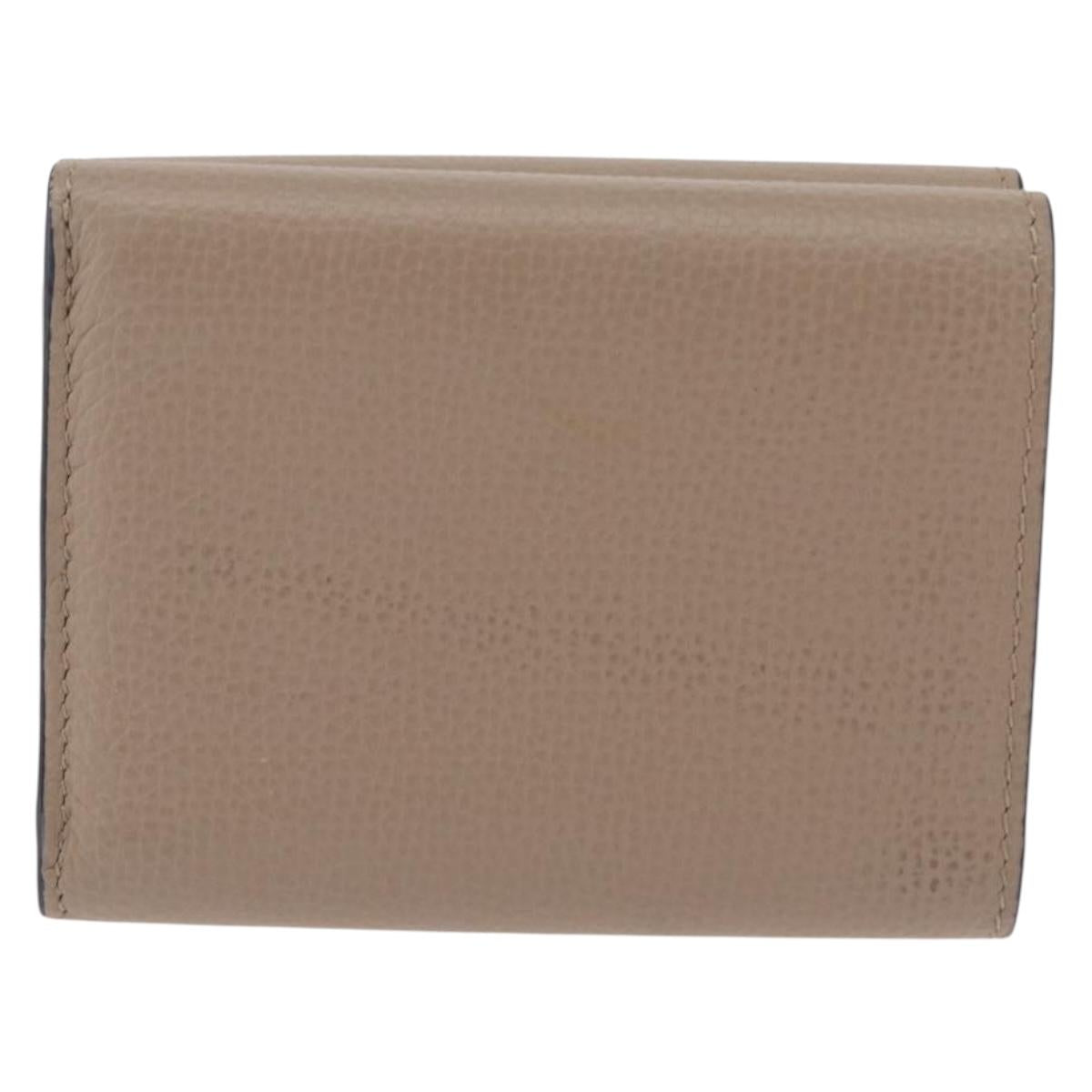 LOEWE Anagram Trifold Wallet Leather Beige Silver Auth 205328M