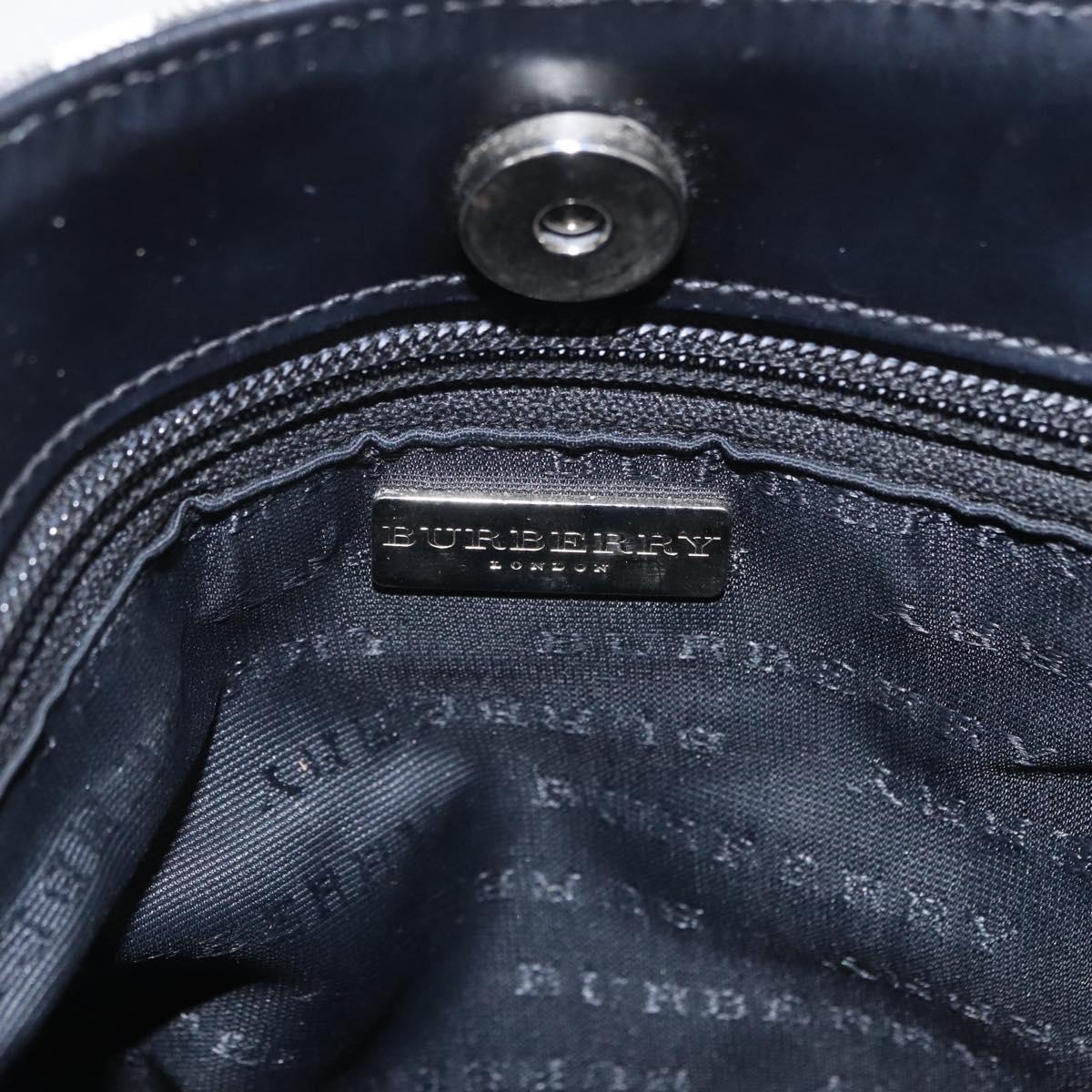 BURBERRY Nova Check Hand Bag PVC Beige Silver Auth 205331