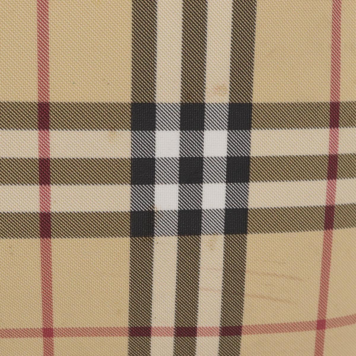 BURBERRY Nova Check Hand Bag PVC Beige Silver Auth 205331