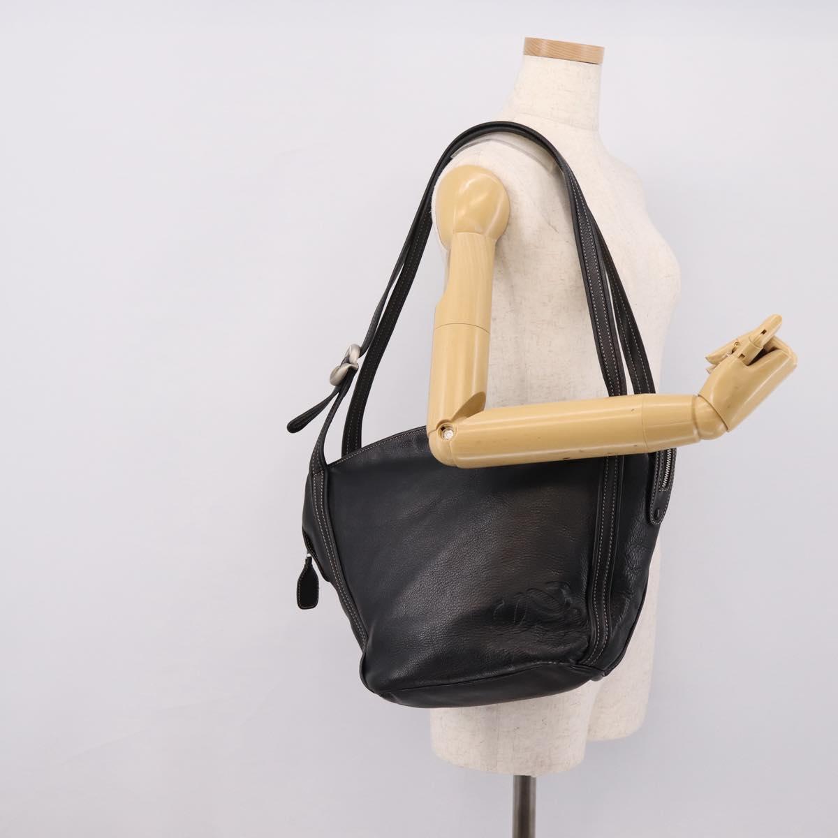 LOEWE Shoulder Bag Leather Black Silver Auth 205333V