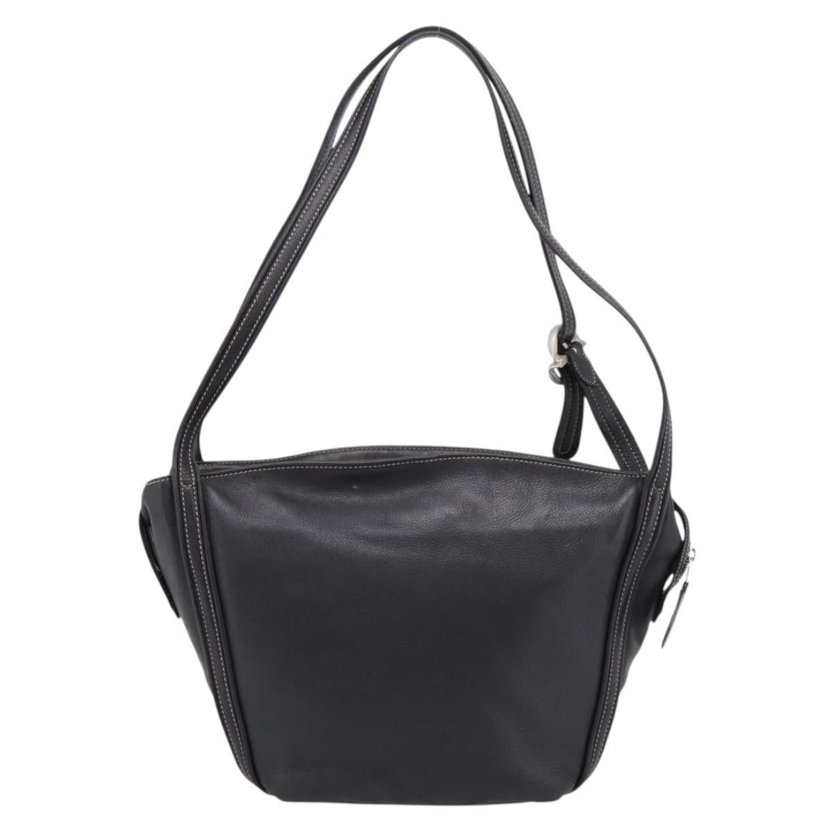 LOEWE Shoulder Bag Leather Black Silver Auth 205333V