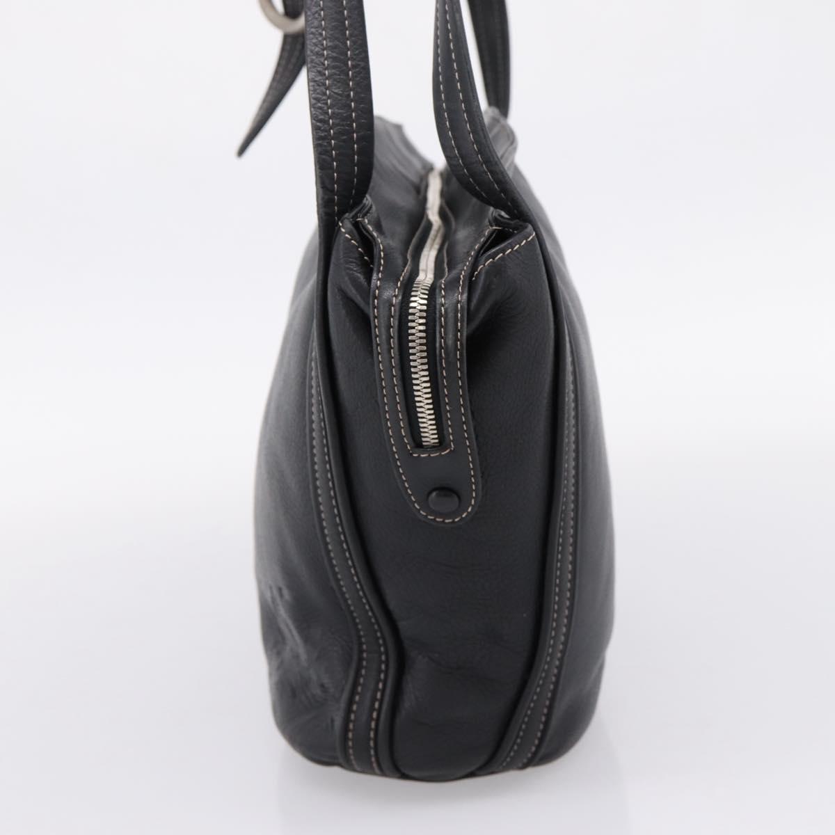 LOEWE Shoulder Bag Leather Black Silver Auth 205333V