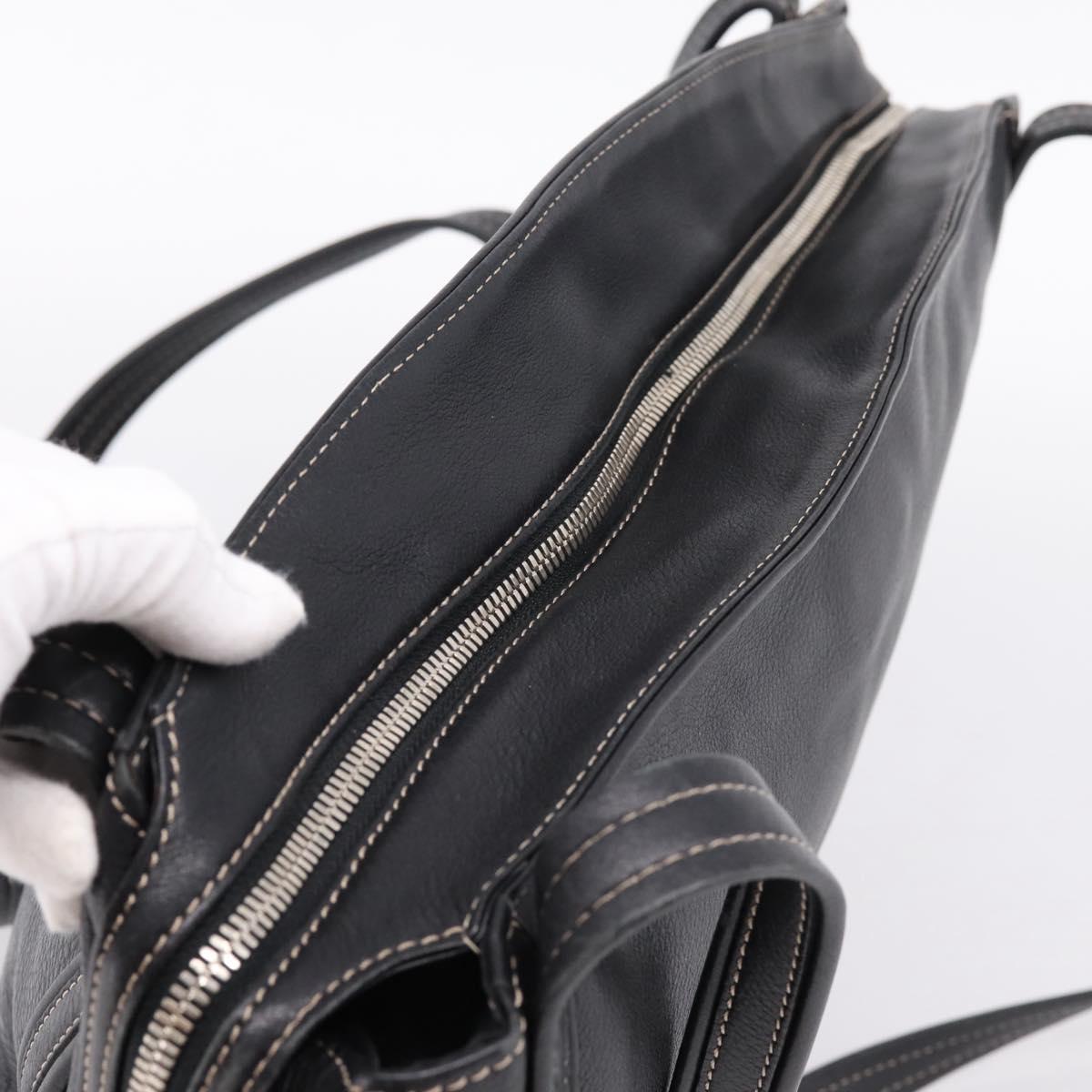 LOEWE Shoulder Bag Leather Black Silver Auth 205333V