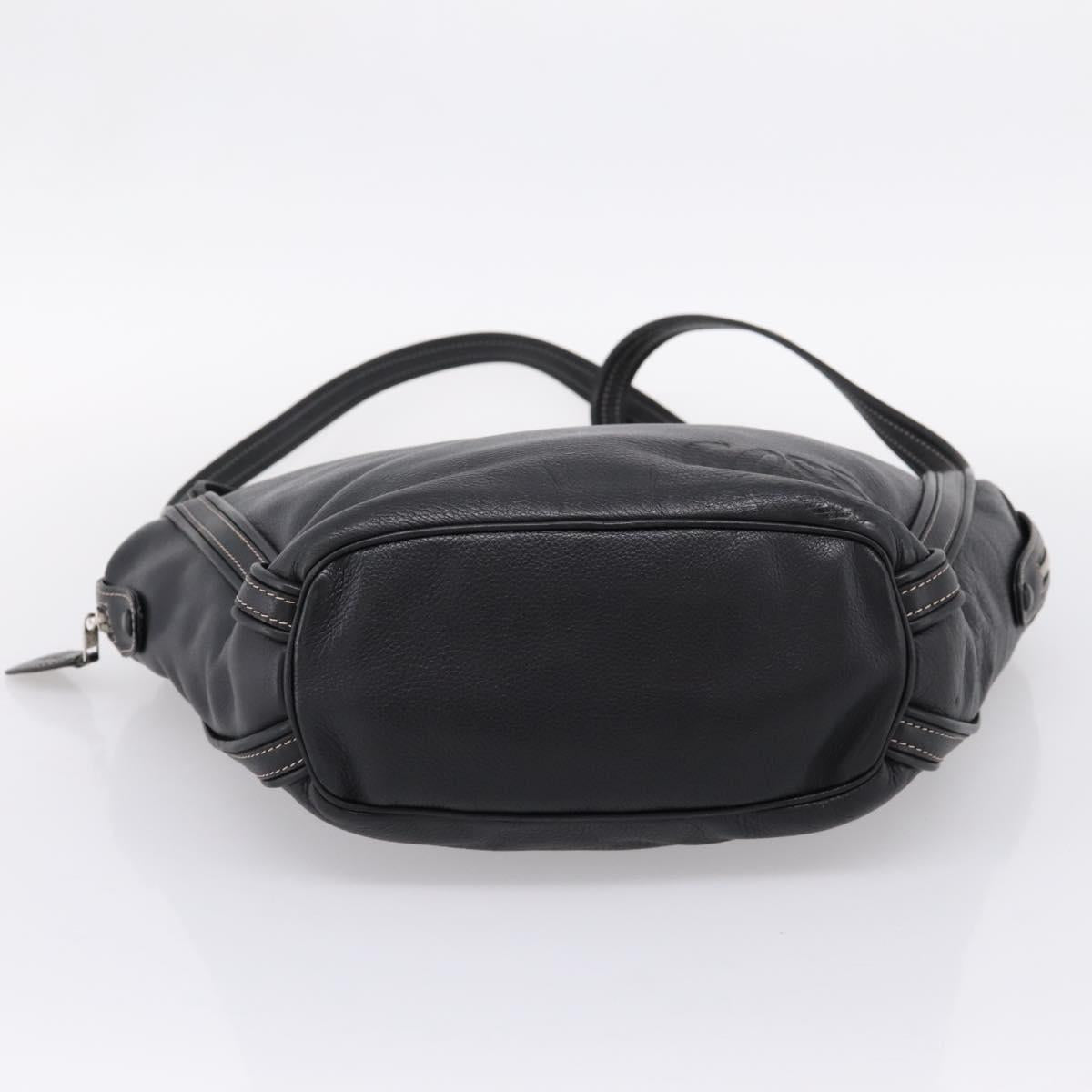 LOEWE Shoulder Bag Leather Black Silver Auth 205333V