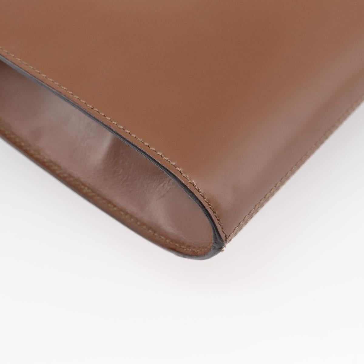 CELINE Shoulder Bag Leather Brown Gold Auth 205342
