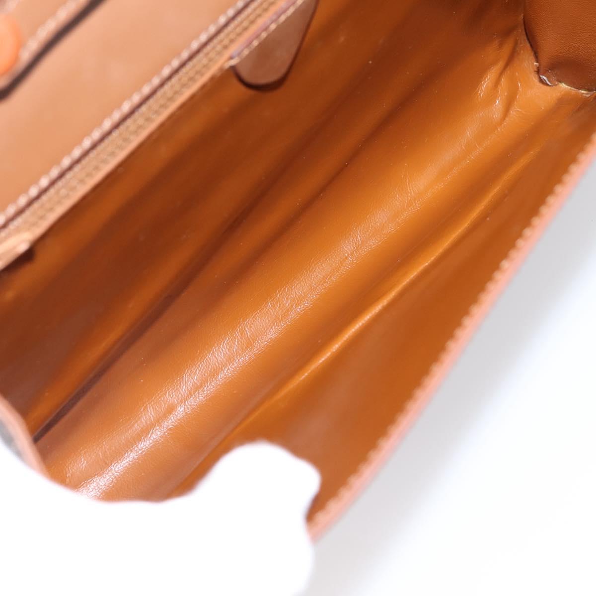 CELINE Shoulder Bag Leather Brown Gold Auth 205342