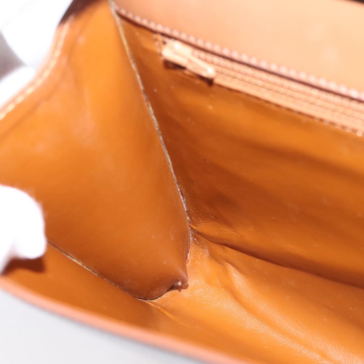 CELINE Shoulder Bag Leather Brown Gold Auth 205342