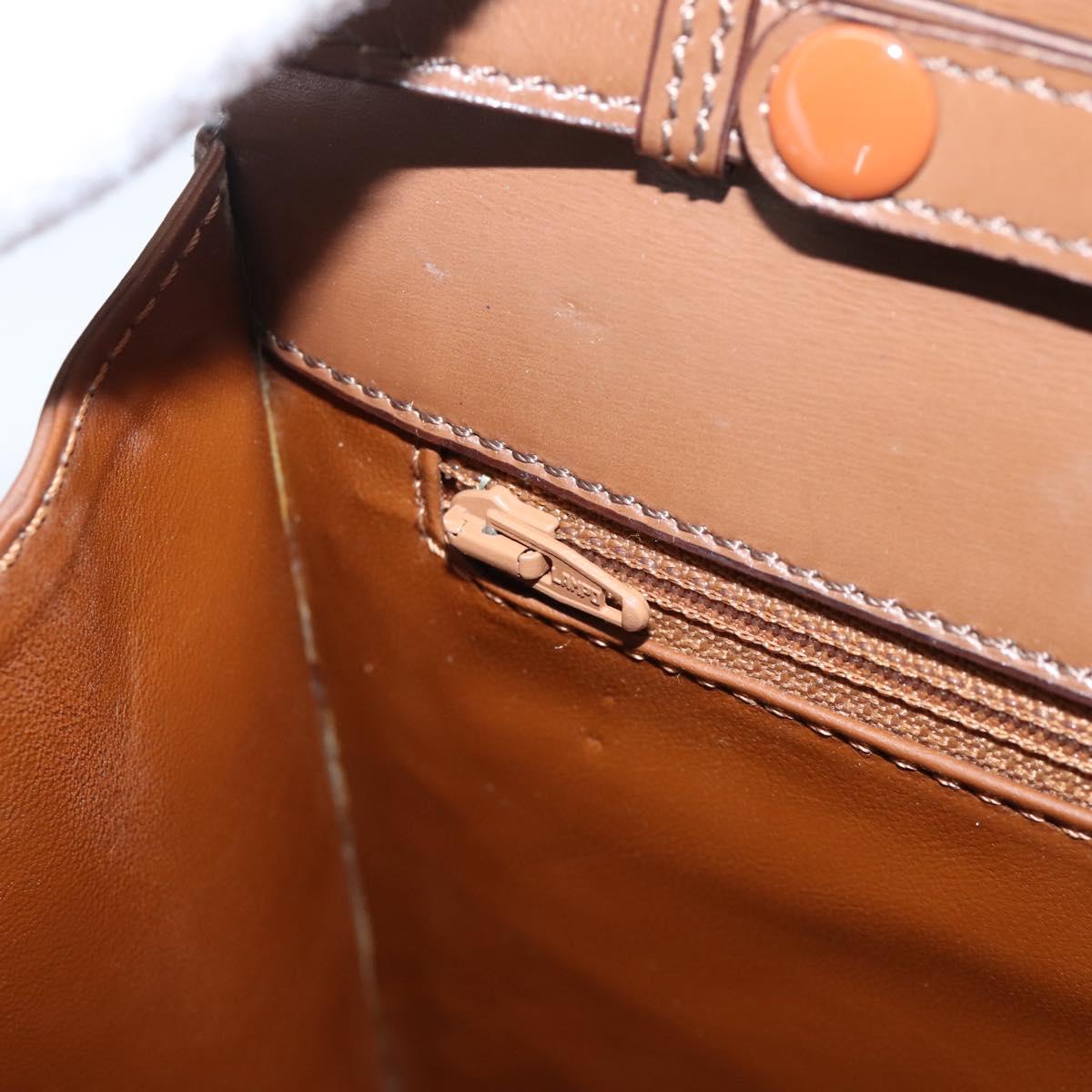 CELINE Shoulder Bag Leather Brown Gold Auth 205342