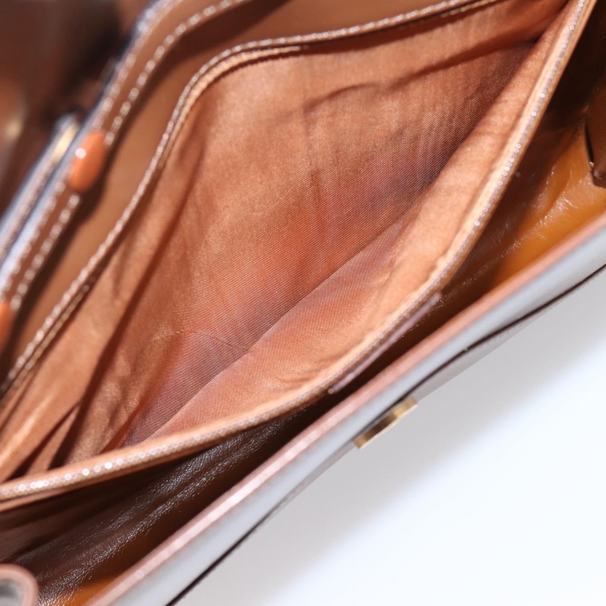 CELINE Shoulder Bag Leather Brown Gold Auth 205342