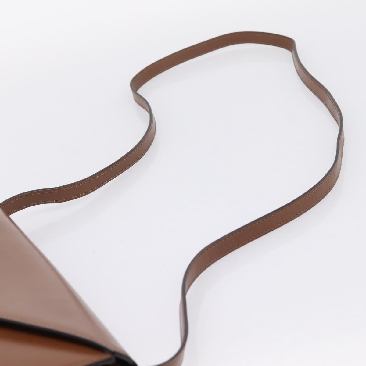 CELINE Shoulder Bag Leather Brown Gold Auth 205342